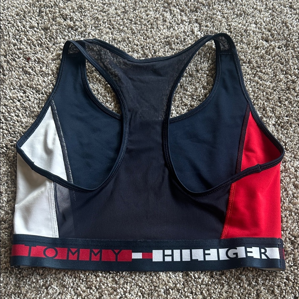 Tommy Hilfiger Navy Red White Colorblock Sports Crop Top - Picture 3 of 3